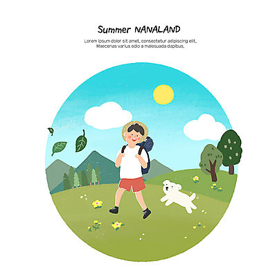 PSD 남자 여행 일러스트 방학 휴식 산 여름방학 한명 사람 성인 취미 초록색 여름 여름휴가 바캉스 야외활동 등산 캠핑 개 강아지 등산객 즐거움 힐링 백팩 반려 성인남자한명만 나나랜드 국내일러스트 펫캉스 1 계절 감정 컬러 컨셉 가방 포유류 레저 휴가 반려동물 트래킹 신조어 남자한명만 성인남자만 파일형식 여름_계절