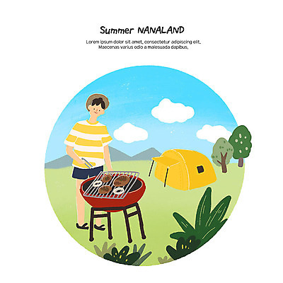 PSD 남자 여행 일러스트 방학 휴식 여름방학 한명 서기 사람 성인 취미 여름 여름휴가 바캉스 야외활동 캠핑 바비큐 즐거움 힐링 바베큐그릴 바베큐장 성인남자한명만 나나랜드 국내일러스트 1 계절 감정 음식 컨셉 모션 레저 휴가 그릴 신조어 남자한명만 성인남자만 파일형식 여름_계절