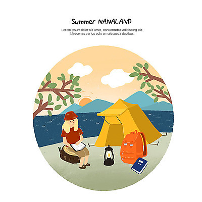 PSD 외국인 여자 여행 일러스트 방학 휴식 여름방학 텐트 한명 사람 앉기 성인 취미 여름 여름휴가 바캉스 강 독서 야외활동 노을 일몰 캠핑 도전 즐거움 힐링 백팩 백패커 성인여자한명만 나나랜드 국내일러스트 자연요소 1 계절 감정 컨셉 가방 모션 레저 휴가 캠핑도구 인종 신조어 여자한명만 성인여자만 파일형식 여름_계절