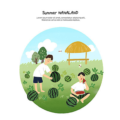 PSD 남자 여행 일러스트 방학 휴식 여름음식 수박 여름방학 사람 성인 취미 두명 여름 여름휴가 바캉스 농장 야외활동 시골 잠자리 오두막 먹기 즐거움 힐링 수박밭 성인남자만 나나랜드 제철과일 국내일러스트 계절 감정 음식 곤충 컨셉 밭 농업 과일 모션 휴가 신조어 제철 남자만 성인만 파일형식 여름_계절