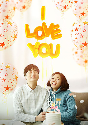 PSD 편집이미지 부부 커플 여자 기념일 남자 꽃잎 프로포즈 사랑 사람 20대 성인 타이포그라피 두명 노란색 파티 케이크 주황색 한국인 풍선 아이러브유 홈파티 성인만 이미지편집 문자 꽃 감정 컬러 관계 디저트 동양인 이벤트 청년 파일형식