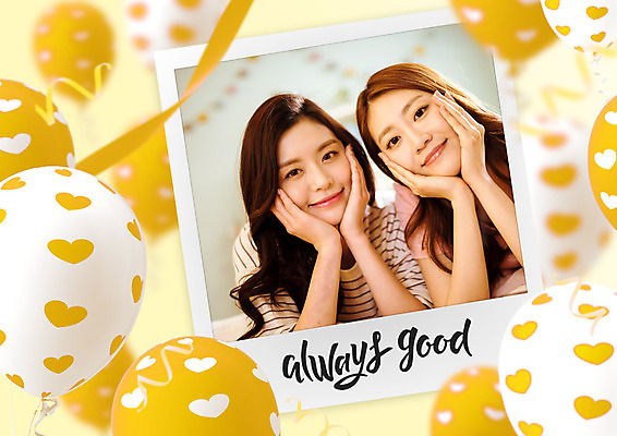 PSD 편집이미지 여자 리본 미소 사람 20대 두명 친구 노란색 파티 우정 한국인 하트 폴라로이드사진 풍선 홈파티 성인여자만 이미지편집 모양 컬러 관계 표정 동양인 이벤트 청년 폴라로이드 여자만 성인만 파일형식
