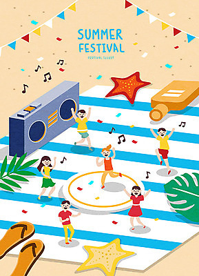 여자 남자 일러스트 불가사리 사람 여러명 해변 여름 컬러풀 축제 샌들 시원함 즐거움 돗자리 가랜드 베이지색 해변축제 여름축제 국내일러스트 AI파일 계절 감정 바다 컬러 다수 신발 극피동물 파티용품 파일형식 벡터 여름_계절