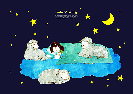 PSD 동물 구름 행복 별 어린이 일러스트 하늘 동화 동물원 사랑 한명 사람 소녀 컬러풀 달 침대 잠 양 야간 즐거움 소녀한명만 국내일러스트 자연요소 1 여자 감정 컬러 가구 포유류 여자한명만 소녀만 파일형식