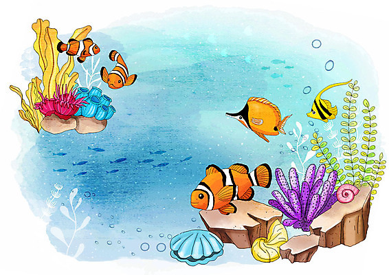 PSD 바다 백그라운드 여러마리 일러스트 프레임 어류 사람없음 여름 파란색 바닷속 조개껍데기 시원함 즐거움 프레임일러스트 해초류 국내일러스트 계절 감정 컬러 다수 조개 수중 수중동물 해양식물 파일형식