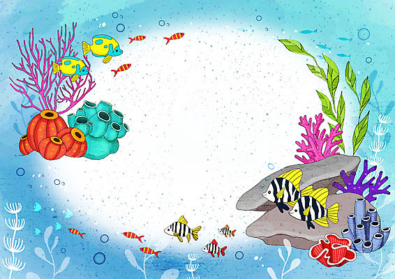 PSD 바다 백그라운드 여러마리 일러스트 프레임 어류 사람없음 여름 파란색 바닷속 돌_바위 시원함 즐거움 프레임일러스트 해초류 국내일러스트 계절 감정 컬러 다수 수중 수중동물 해양식물 파일형식