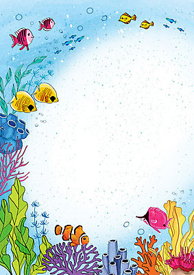 PSD 바다 백그라운드 여러마리 일러스트 프레임 어류 사람없음 여름 파란색 바닷속 시원함 즐거움 프레임일러스트 해초류 국내일러스트 계절 감정 컬러 다수 수중 수중동물 해양식물 파일형식