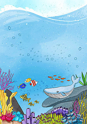 PSD 파도 바다 백그라운드 여러마리 일러스트 프레임 어류 사람없음 여름 파란색 바닷속 시원함 고래 즐거움 프레임일러스트 해초류 국내일러스트 계절 감정 컬러 다수 포유류 수중 수중동물 해양식물 파일형식