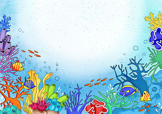 PSD 바다 백그라운드 여러마리 일러스트 프레임 어류 풍경 사람없음 여름 파란색 바닷속 조개껍데기 시원함 즐거움 프레임일러스트 해초류 국내일러스트 계절 감정 컬러 다수 조개 수중 수중동물 해양식물 파일형식