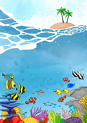 PSD 나무 바다 섬 백그라운드 여러마리 일러스트 프레임 어류 풍경 사람없음 여름 파란색 바닷속 조개껍데기 해조류 시원함 즐거움 프레임일러스트 국내일러스트 식물 계절 감정 컬러 다수 조개 수중 수중동물 해양식물 파일형식