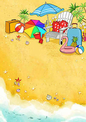 PSD 파도 바다 백그라운드 일러스트 공 프레임 바캉스용품 해변 사람없음 여름 모래사장 갈색 여행가방 파라솔 쪼리 시원함 즐거움 돗자리 프레임일러스트 국내일러스트 계절 감정 컬러 가방 샌들 오브젝트 파일형식