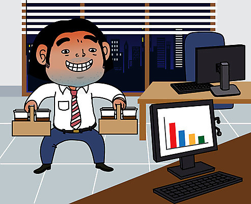 남자 커피 일러스트 한명 웃음 사람 성인 비즈니스라이프 직장인 비즈니스맨 배송 테이크아웃 야근 성인남자한명만 커피캐리어 국내일러스트 AI파일 직업 1 라이프스타일 음료 비즈니스 표정 업무 남자한명만 성인남자만 파일형식 벡터