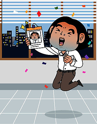 남자 일러스트 한명 사람 성인 비즈니스라이프 점프 기쁨 직장인 비즈니스맨 결과 승진 사원증 업무성과 성인남자한명만 국내일러스트 AI파일 직업 1 라이프스타일 감정 컨셉 비즈니스 모션 남자한명만 성인남자만 파일형식 벡터