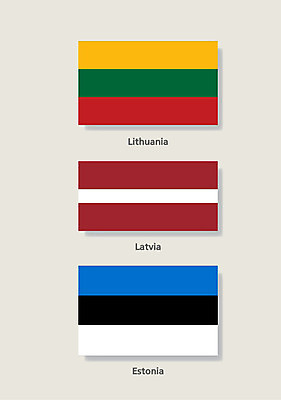 나라 일러스트 사람없음 세계 국기 라트비아 리투아니아 에스토니아 리투아니아국기 라트비아국기 에스토니아국기 국내일러스트 AI파일 유럽 북유럽 파일형식 벡터