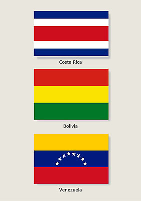 나라 일러스트 사람없음 세계 국기 베네수엘라 볼리비아 볼리비아국기 코스타리카 코스타리카국기 베네수엘라국기 국내일러스트 AI파일 아메리카 남아메리카 중앙아메리카 파일형식 벡터