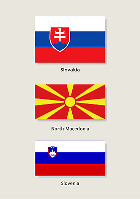 나라 일러스트 사람없음 세계 국기 마케도니아 슬로바키아 슬로바키아국기 슬로베니아 슬로베니아국기 마케도니아국기 국내일러스트 AI파일 유럽 파일형식 벡터 남유럽