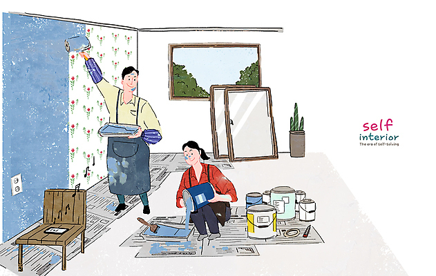 전신 PSD 여자 남자 화분 의자 일러스트 창문 신혼부부 벽지 들기 성인 두명 스마트폰 앞치마 페인트 페인트칠 신문 붓기 페인트통 페인트롤러 웅크림 성인만 셀프인테리어 자급자족라이프 국내일러스트 라이프스타일 부부 가구 모션 페인팅 통 사람 간행물 핸드폰 스마트기기 인테리어 뉴스 신혼 파일형식