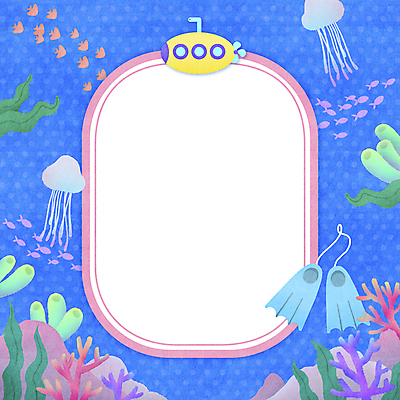 PSD 바다 일러스트 프레임 어류 사람없음 여름 파란색 심해 해초 산호 잠수함 오리발 해파리 말미잘 프레임일러스트 물고기떼 국내일러스트 계절 컬러 바닷속 수중동물 해조류 자포동물 파일형식