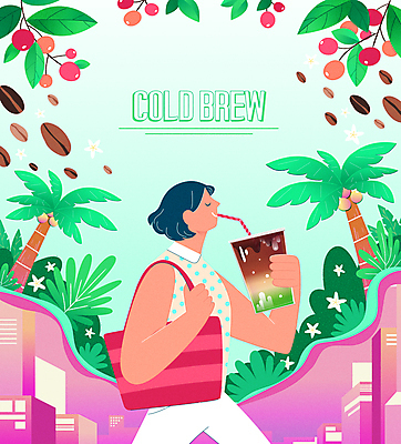 여자 분홍색 가방 일러스트 한명 들기 상반신 성인 타이포그라피 건물 연두색 여름 야자수 원두 마시기 도시 비즈니스우먼 시원함 아이스커피 커피열매 성인여자한명만 트로피컬아트 여름축제 콜드브루 국내일러스트 AI파일 나무 문자 1 건축물 잡화 계절 열매 커피 컬러 비즈니스 모션 사람 초록색 축제 직장인 그림 여자한명만 성인여자만 파일형식 벡터 여름_계절