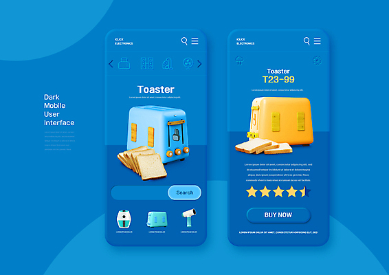 PSD 편집이미지 별 모바일 사람없음 파란색 어플리케이션 식빵 토스트 평가 온라인 UI 검색창 별점 인터페이스 토스트기 이미지편집 자연요소 빵 컬러 가전제품 점수 파일형식