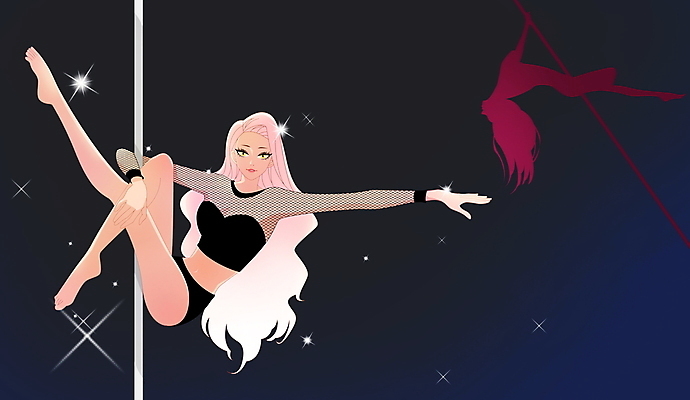 전신 PSD 여자 실루엣 일러스트 매달리기 한명 성인 취미 댄서 봉 폴댄스 성인여자한명만 국내일러스트 직업 1 모션 촬영기법 사람 춤 여자한명만 성인여자만 파일형식