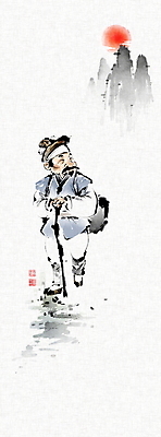 전신 PSD 응시 남자 일러스트 캘리그라피 지팡이 붓터치 한명 들기 성인 태양 걷기 짐 운반 한복 동양화 택배 번짐 매기 낙관 보부상 성인남자한명만 산맥 국내일러스트 갓모자 자연요소 모자_잡화 1 한국전통 시선 모션 산 전통소품 미술 사람 운송업 전통의상 남자한명만 성인남자만 파일형식 효과