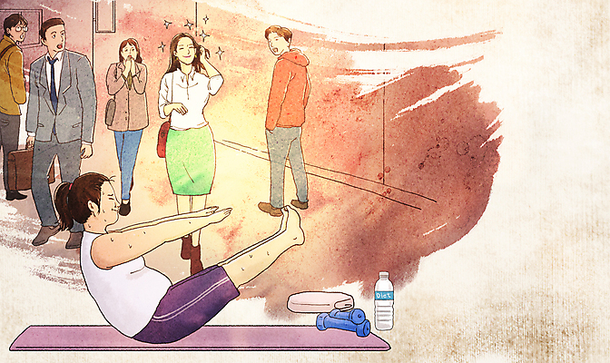 전신 PSD 여자 남자 다이어트 일러스트 성공 서기 여러명 성인 운동복 수건 운동 아령 꿈 매트 변화 물병 비만 미인 주머니손 노력 소원 소원성취 인기 성인만 국내일러스트 옷 다수 컨셉 모션 건강 사람 위생용품 물통 몸매 파일형식