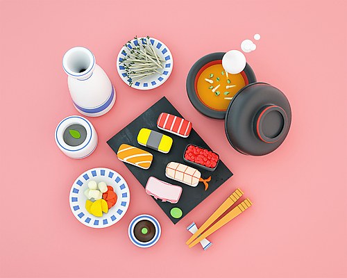 PSD 편집 편집이미지 접시 분홍색 술잔 술병 사람없음 3D 귀여움 국그릇 고추냉이 디지털합성 단무지 간장 문어 모듬초밥 락교 사케 나무젓가락 장국 계란초밥 무채 새우초밥 생강초절임 연어초밥 일본음식 편집소스 편집3D 그릇 식기 음식 컬러 컨셉 젓가락 병_용기 잔 새우 연체동물 주류 수중동물 초밥 양념 국 연어 모듬 절임 염교 파일형식