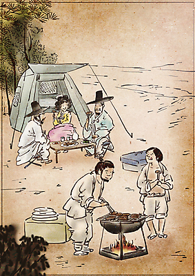 전신 PSD 나무 여자 남자 일러스트 식탁 텐트 서기 앉기 여러명 성인 여름 여름휴가 바캉스 캠핑 한복 바비큐 굽기 먹기 조선시대 캠핑장 동양화 즐거움 바베큐그릴 성인만 국내일러스트 갓모자 식물 모자_잡화 한국전통 계절 감정 음식 다수 모션 탁자 레저 휴가 전통소품 캠핑도구 미술 사람 역사 그릴 전통의상 구이 파일형식 여름_계절