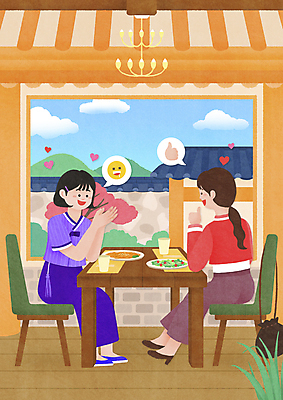 전신 PSD 여자 의자 가방 일러스트 한옥 앉기 성인 두명 친구 카페 최고 브런치 개량한복 나무탁자 생활한복 성인여자만 기와담장 MZ세대 국내일러스트 한국전통 잡화 가구 고건축 관계 모션 탁자 기와 사람 담장 상점 식사 한복 세대 여자만 성인만 파일형식