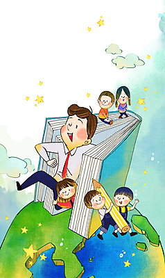 전신 PSD 구름 여자 어린이교육 남자 별 지구 어린이 일러스트 색연필 들기 앉기 소녀 소년 여러명 상반신 성인 책 독서 걷기 손인사 나오기 국내일러스트 자연요소 교육 다수 모션 학용품 사람 인사 파일형식