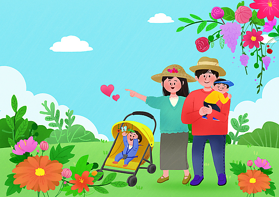 전신 PSD 구름 모자 여자 남자 꽃 어린이 일러스트 가족 안기 하늘 엄마 가족애 서기 소년 초원 여러명 성인 소풍 화목 산책 육아 자녀 가리킴 아기 아빠 유모차 국내일러스트 자연요소 식물 잡화 다수 컨셉 관계 모션 휴식 사랑 사람 손짓 야외활동 아기용품 파일형식