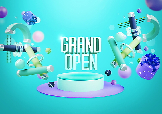 PSD 편집이미지 타이포그라피 사람없음 선물상자 쇼핑 세일 원형 고리 원기둥 단상 민트색 오픈행사 입체도형 이미지편집 도형 문자 컬러 선물 상자 오픈 입체 파일형식