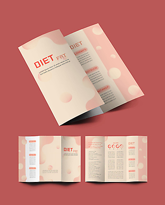 템플릿 표지디자인 표지 내지 리플렛 분홍색 다이어트 3단접지 그래프 팜플렛 사람없음 원형 체지방 이미지템플릿 AI파일 도형 컬러 건강 지방_기름 파일형식 벡터