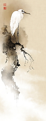 PSD 나무 한마리 일러스트 캘리그라피 붓터치 사람없음 안개 나뭇가지 동양화 한지 번짐 낙관 화조화 국내일러스트 식물 1 종이 날씨 미술 파일형식 효과