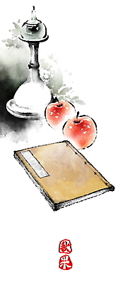 PSD 일러스트 캘리그라피 붓터치 사람없음 책 가을 풀잎 사과 동양화 번짐 낙관 호롱불 호롱등잔대 국내일러스트 계절 잎 과일 조명 미술 풀_식물 등잔대 파일형식 효과