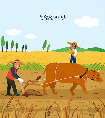 전신 한마리 남자 일러스트 작업복 들기 상반신 성인 두명 농사 농촌 잡기 소 농부 밀짚모자 농업인의날 밭갈기 밭갈이 밭일 쟁기 쟁기갈이 성인남자만 국내일러스트 AI파일 직업 모자_잡화 1 옷 기념일 농업 포유류 모션 사람 시골 남자만 성인만 파일형식 벡터