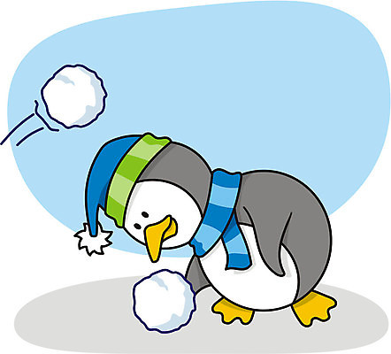 EPS 해외이미지 동물 캐릭터 행복 일러스트 놀이 조류 목도리 추위 만화 펭귄 부리 눈덩이 마스코트 해외일러스트 일러캐릭터 잡화 감정 눈_날씨 파일형식 벡터 이미지허브