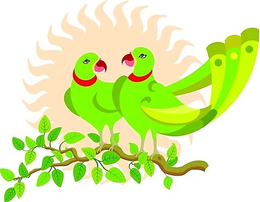 EPS 해외이미지 클립아트 잎 일러스트 조류 컴퓨터그래픽 장식 초록색 태양 노란색 낭만 그리기 스케치 라인아트 깃털 앵무새 해외일러스트 자연요소 식물 동물 선 컬러 컨셉 모션 미술 그래픽 파일형식 벡터 이미지허브