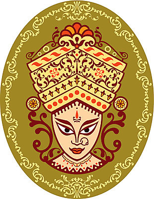 EPS 해외이미지 클립아트 디자인 종교 얼굴 곡선 오렌지 일러스트 왕관 컴퓨터그래픽 장식 갈색 노란색 그리기 스케치 인도인 라인아트 여신 힌두교 해외일러스트 외국인 선 컬러 과일 모션 미술 동양인 신체부위 그래픽 파일형식 벡터 이미지허브