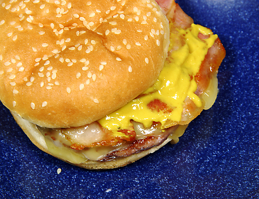 포토 JPG 해외이미지 치즈 패스트푸드 실내 사람없음 한개 햄버거 인스턴트 정크푸드 파란배경 베이컨 해외포토 1 음식 백그라운드 유제품 돼지고기 내부 파란색 파일형식 이미지허브