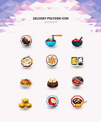 아이콘 사람없음 중식 튀김 짜장면 배송 단무지 볶음밥 딤섬 탕수육 짬뽕 군만두 마파두부 배달음식 짬짜면 폴리곤 음식배달 2D아이콘 AI파일 음식 배달 만두 파일형식 벡터