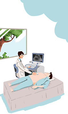 전신 PSD 남자 일러스트 창문 의료기기 병원 앉기 상반신 성인 두명 눕기 환자 의사 검사_조사 간 맞대기 건강검진 초음파 초음파검사 성인남자만 국내일러스트 의학 모션 사람 의료진 장기_의학 남자만 성인만 파일형식