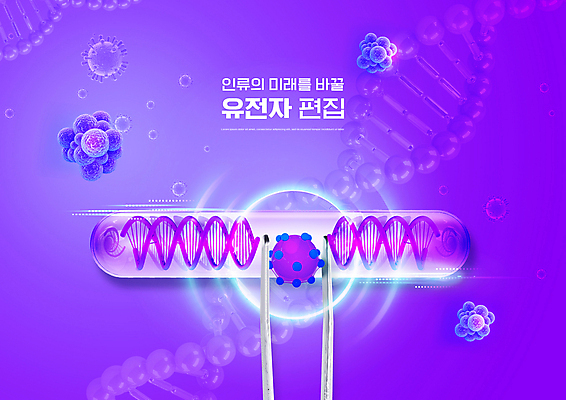 PSD 편집이미지 세포 사람없음 빛 보라색 DNA 생명공학 핀셋 유전자변형 이미지편집 컬러 의학 도구 파일형식