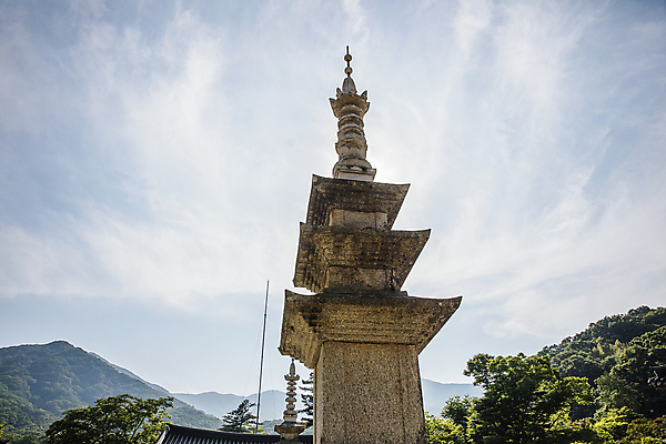 포토 JPG 주간 구름 로우앵글 하늘 풍경 사람없음 야외 사찰 석탑 경상북도 김천 대웅전 직지사 국내포토 자연요소 뷰포인트 불교 종교건축 탑 경상도 파일형식