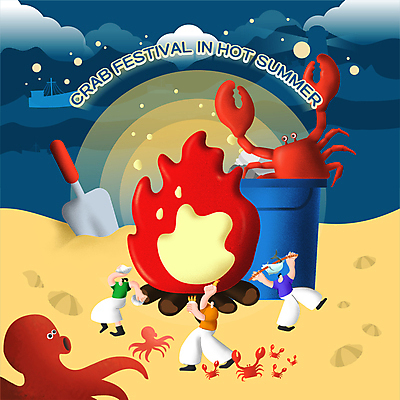 전신 구름 여자 남자 일러스트 밤하늘 어류 들기 성인 해변 세명 여름 축제 꽃게 모닥불 양동이 문어 모래삽 선박 성인만 국내일러스트 AI파일 자연요소 계절 바다 수상교통 모션 하늘 불 연체동물 사람 수중동물 게 야간 삽 파일형식 벡터