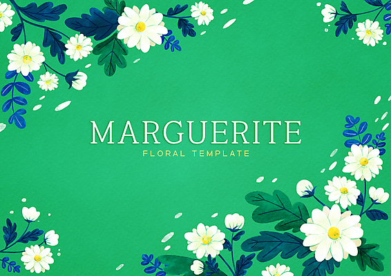 PSD 꽃잎 백그라운드 잎 일러스트 수채화 프레임 타이포그라피 사람없음 초록색 마거리트 프레임일러스트 카피스페이스 국내일러스트 식물 문자 꽃 컬러 공백 파일형식