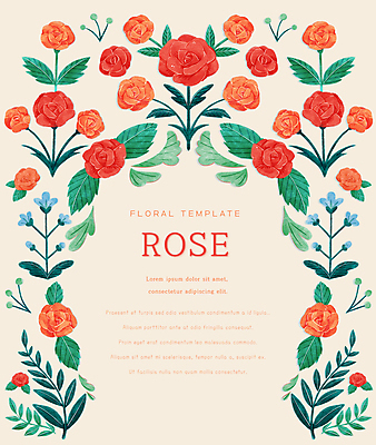 PSD 표지 백그라운드 잎 일러스트 수채화 프레임 타이포그라피 사람없음 장미 살구색 프레임일러스트 카피스페이스 국내일러스트 식물 문자 꽃 컬러 공백 파일형식