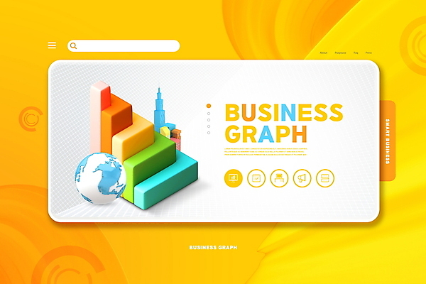 PSD 편집이미지 지구 백그라운드 비즈니스 그래프 프레임 빌딩 타이포그라피 사람없음 노란색 검색창 이미지편집 문자 컬러 건물 파일형식