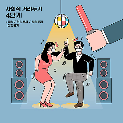 전신 손 여자 남자 일러스트 마스크 들기 성인 타이포그라피 두명 신체부위 스피커 놀람 춤 사회이슈 클럽 미러볼 경찰봉 유흥업소 성인만 코로나바이러스 사회적거리두기 집합제한 델타변이바이러스 4단계 국내일러스트 AI파일 문자 감정 캠페인 음향기기 컨셉 모션 문화예술 표정 사람 장식 금지 바이러스 파일형식 벡터